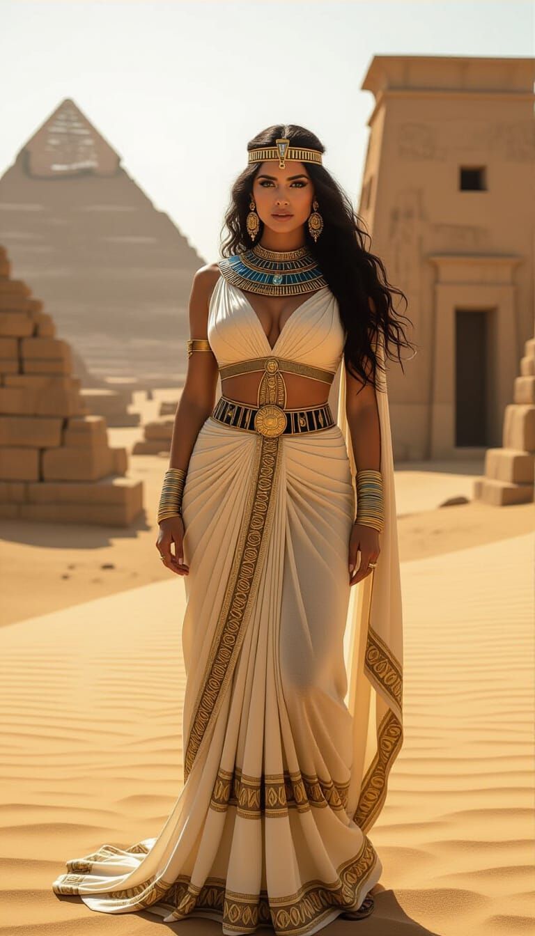 Mesmerizing Woman Poses in Ancient Egypt, Fashion Photograph...
