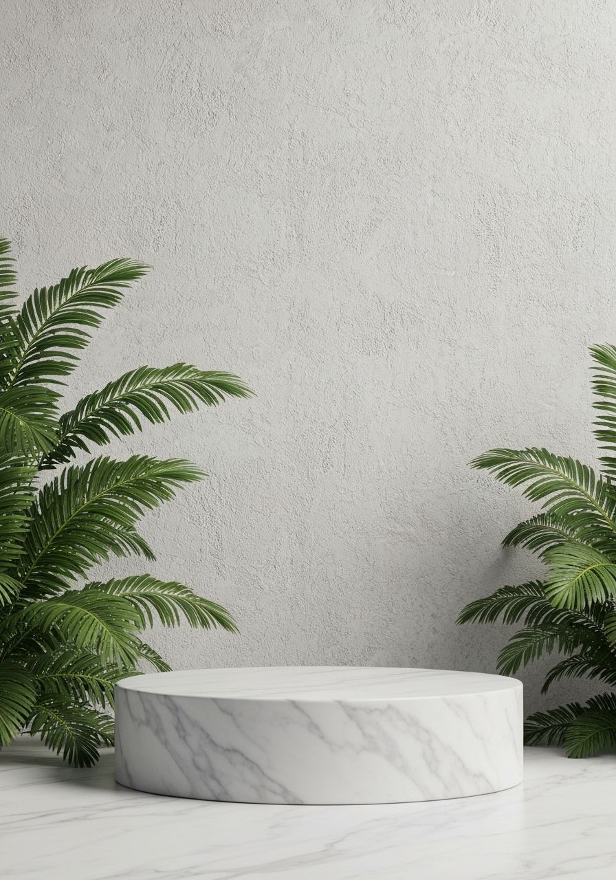 Tropical Marble Podium in Hyperrealistic 3D Render