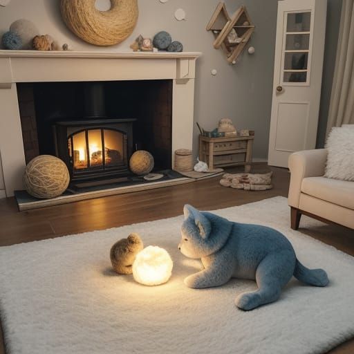 Fluffy Creatures Playing in Cozy Storybook Room