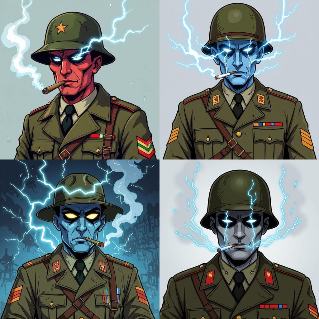 Demonic WW2 Soldier with Lightning, Scooby Doo Style