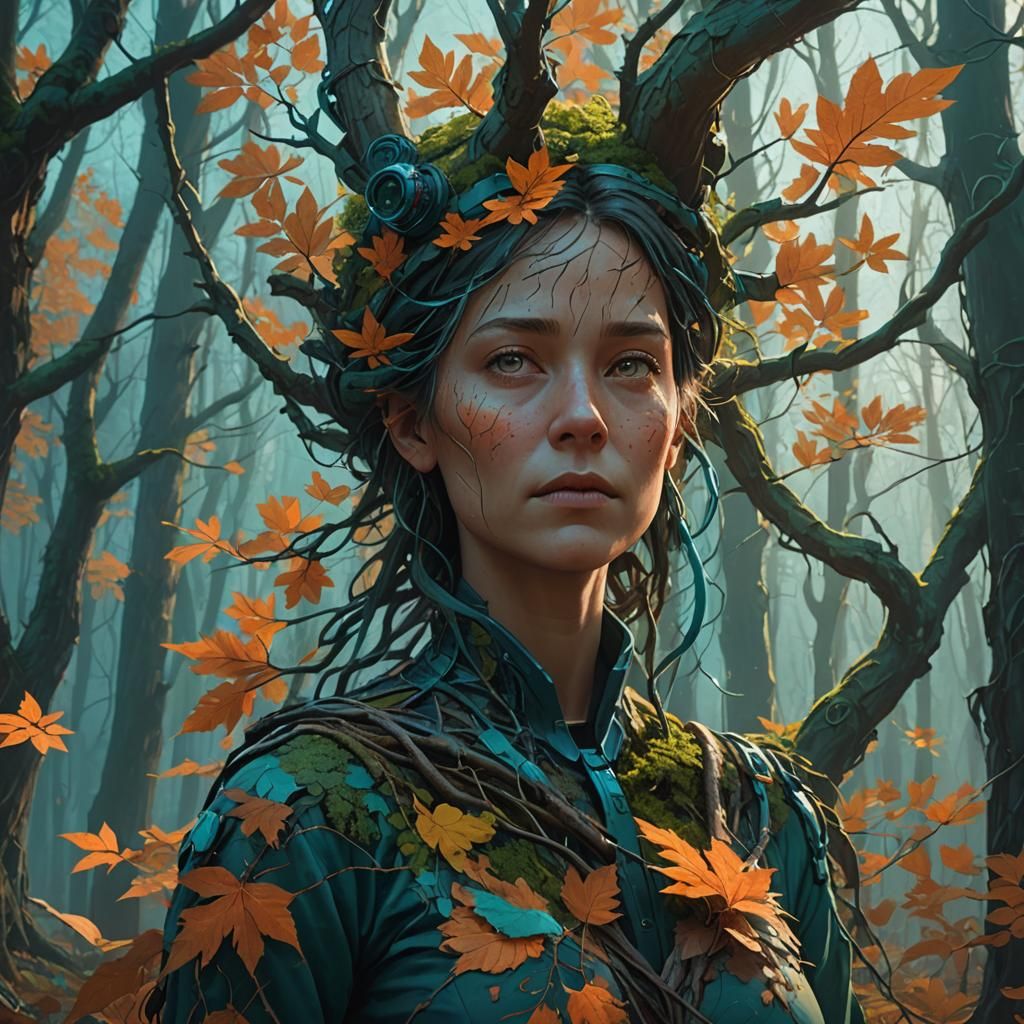 Mystical Forest: Tree Transforming into Woman