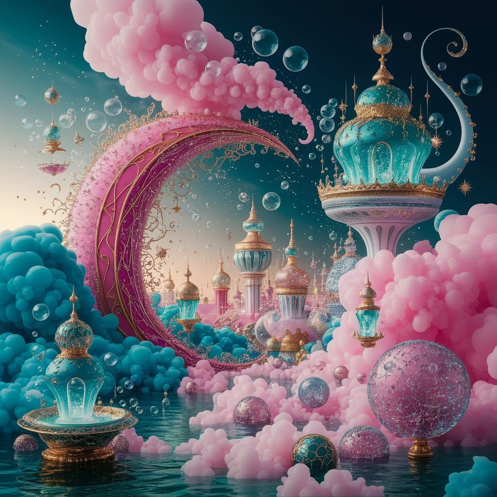 Magical Fairytale Land with Bubbles and Sparks
