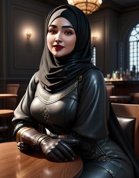 Detailed Portrait of an Egyptian Woman in Cafe