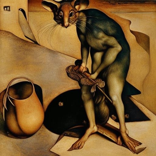 Mouse Dejected by World's Injustice: Expressionist Fantasy