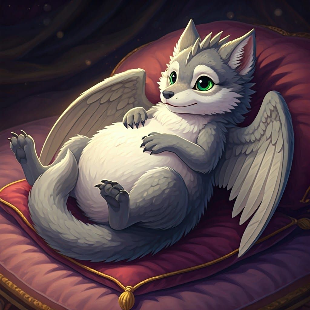 Grey Dragon's Whimsical Slumber in a Royal Atmosphere
