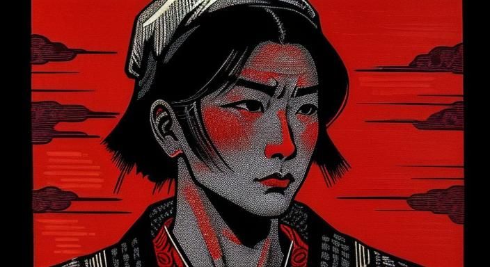 killing people is bad. woodcut, linocut, Ukiyo-e