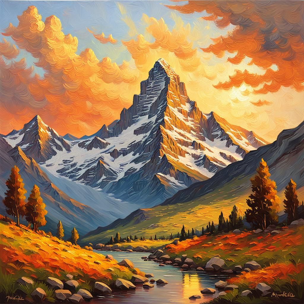 Matterhorn: Impressionist Landscape with Golden Light