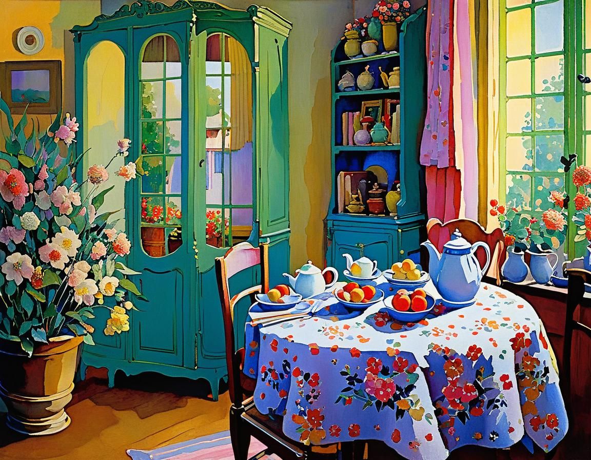 Intricate Cozy Home, Detailed Digital Art