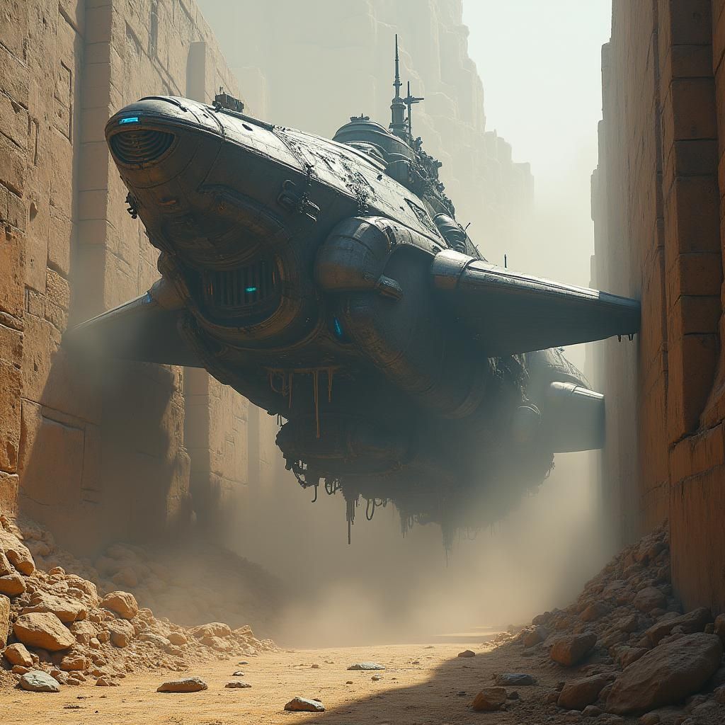 Alien Battleship Destroys Ancient City Wall