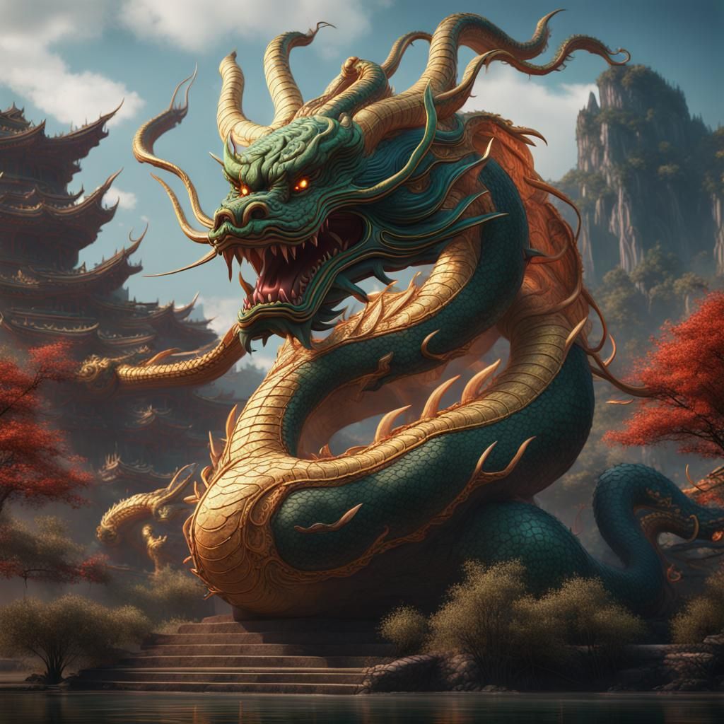 Detailed Matte Painting of Shenlong in 8k