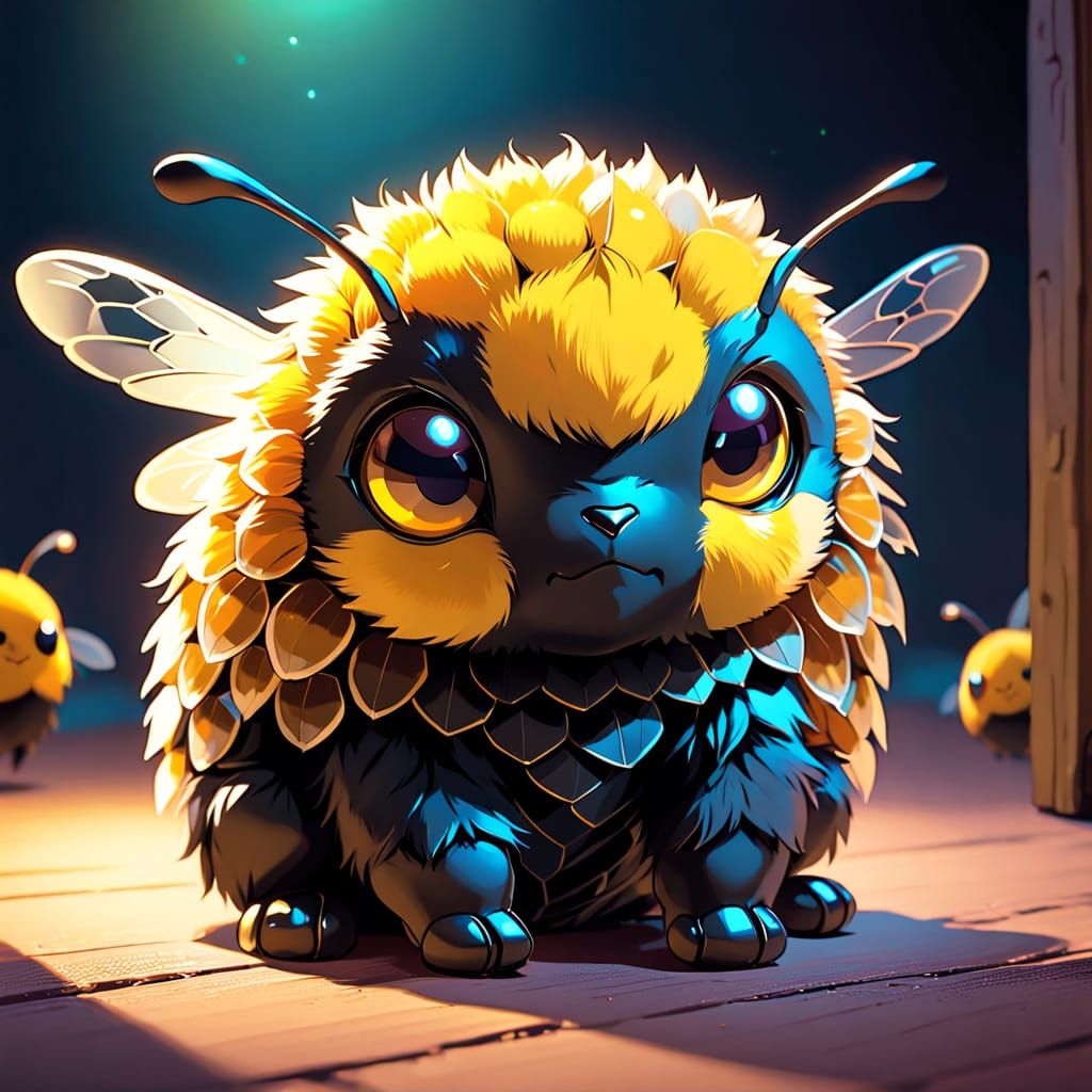 Vibrant Chibi Bumblebee Hatchling