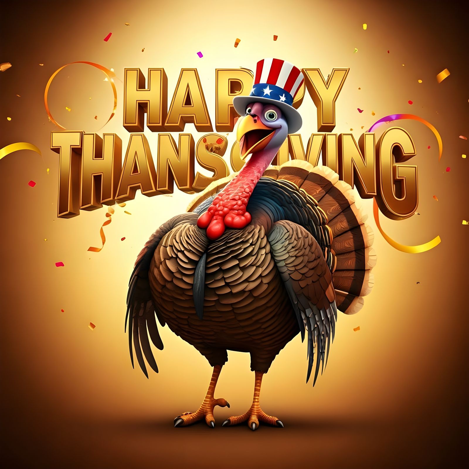 Festive Thanksgiving Turkey in Cartoon 3D Style