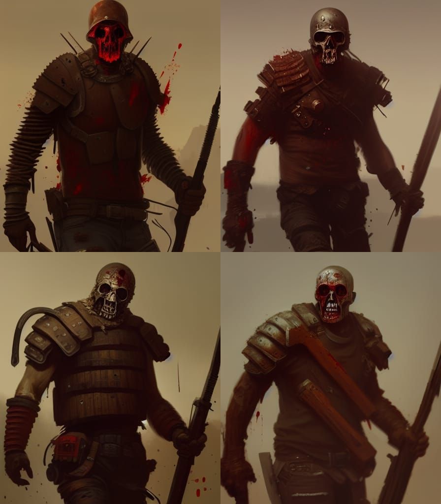 Post-Apocalyptic Raider with Red Paint in 8k Resolution