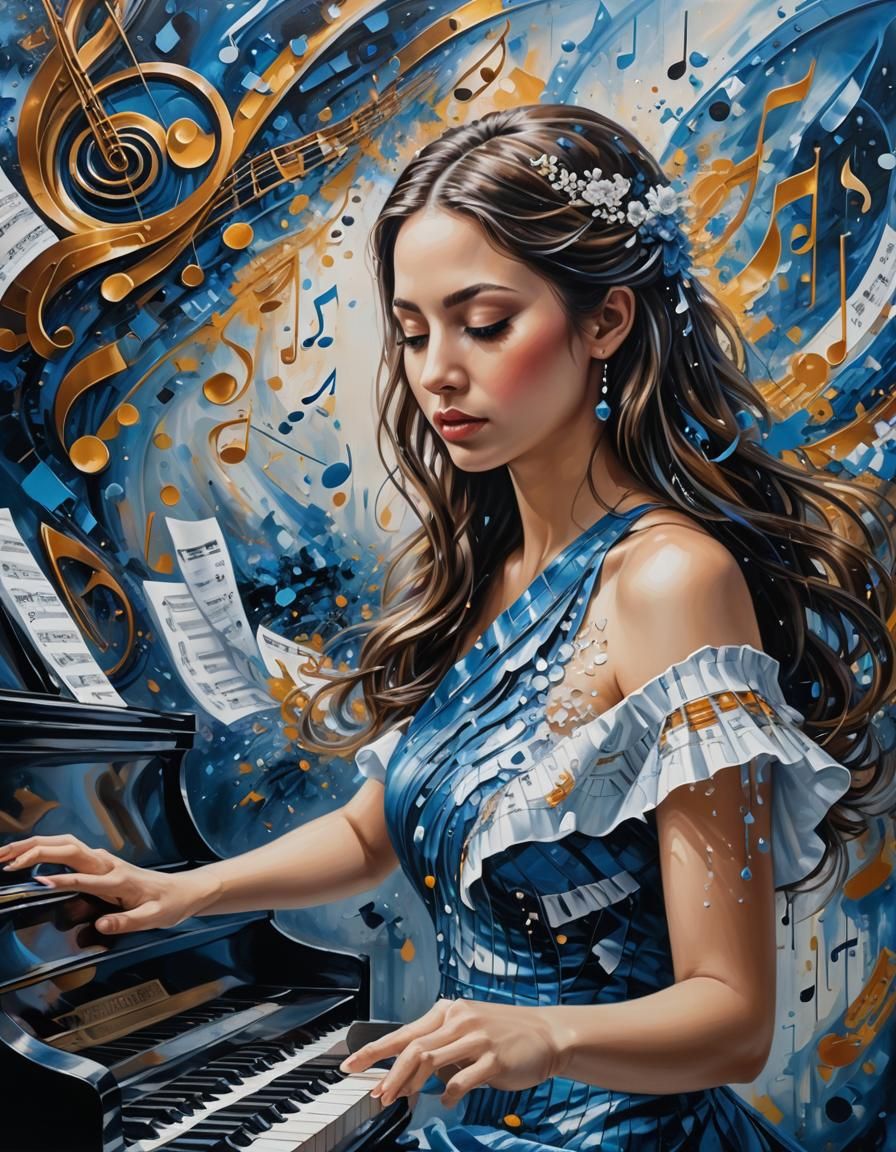 Pianist Creates Musical Art in Surreal Oil Painting