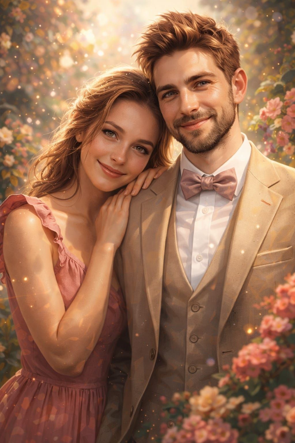 Elegant Couple's Portrait in Dynamic Lighting