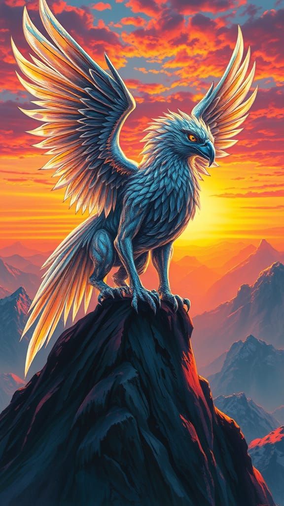 Crystal Griffin at Sunset, in Fantasy Art Style