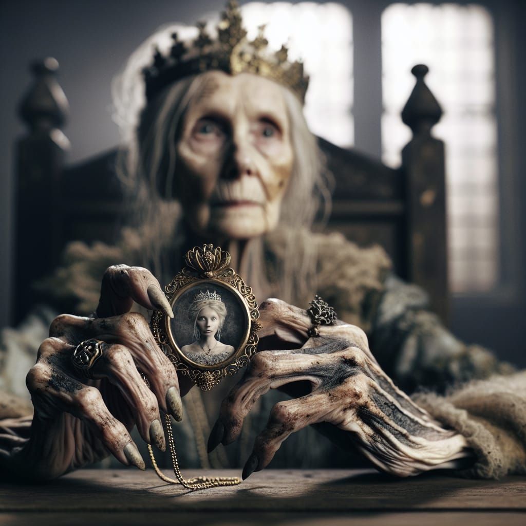 Elderly Princess with Heart Pendant Portrait