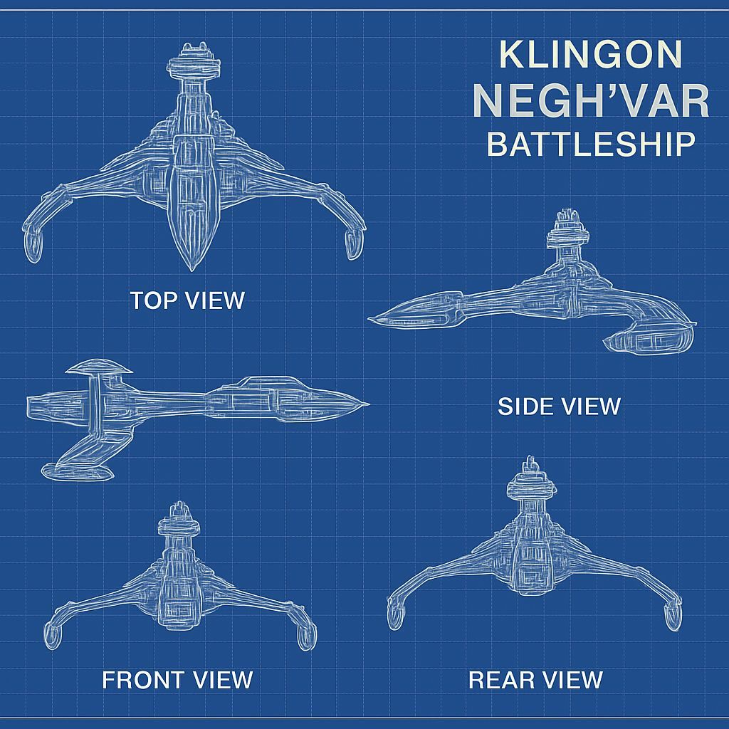 Blueprints of a Klingon Negh'Var battleship