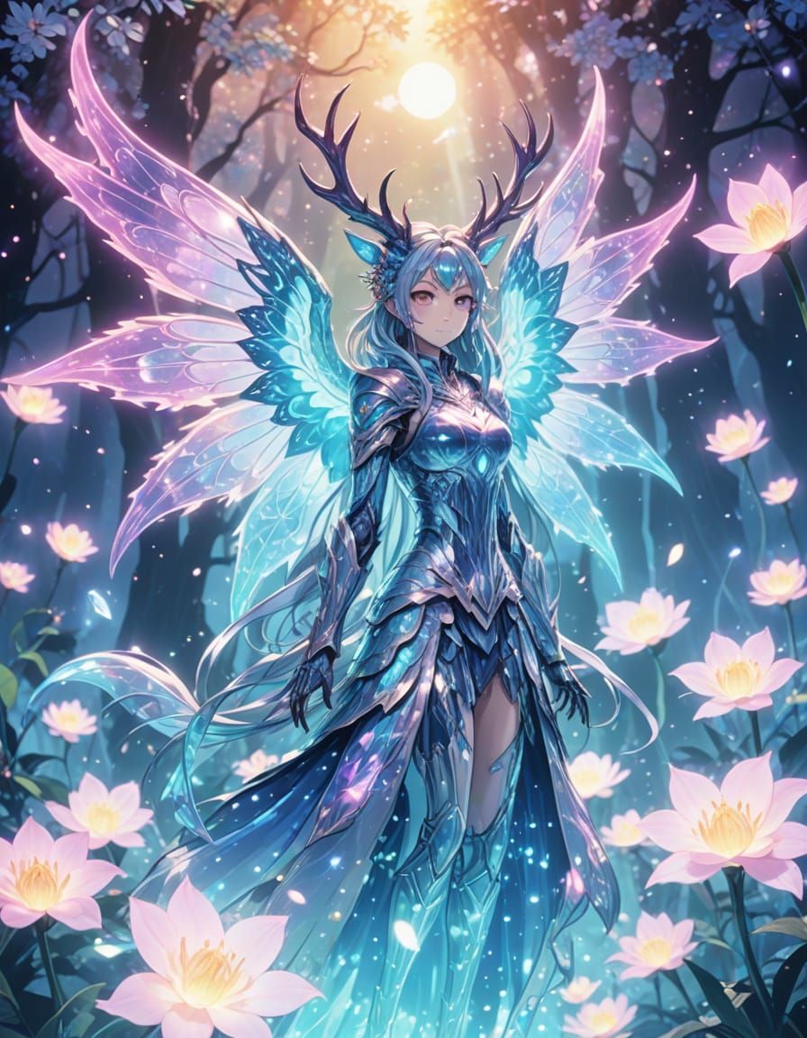 Bioluminescent Animalic Creature in Manga Style