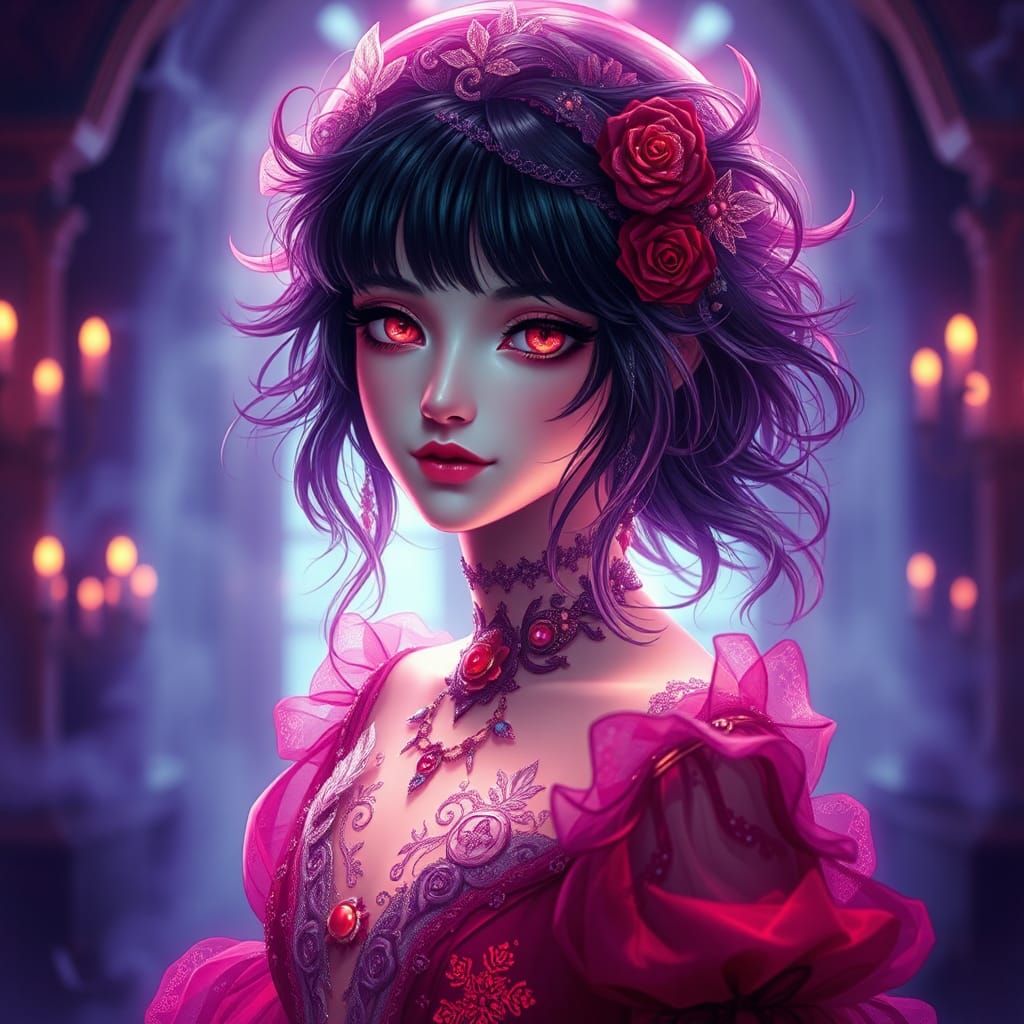 Ethereal Hologram Portrait of a Vampire in Dreamlike Surreal...