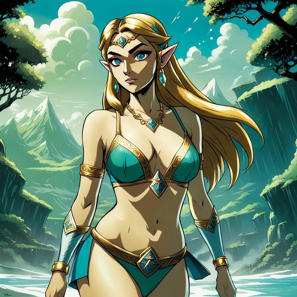 Princess Zelda in Bikini Top, Comic Book Art