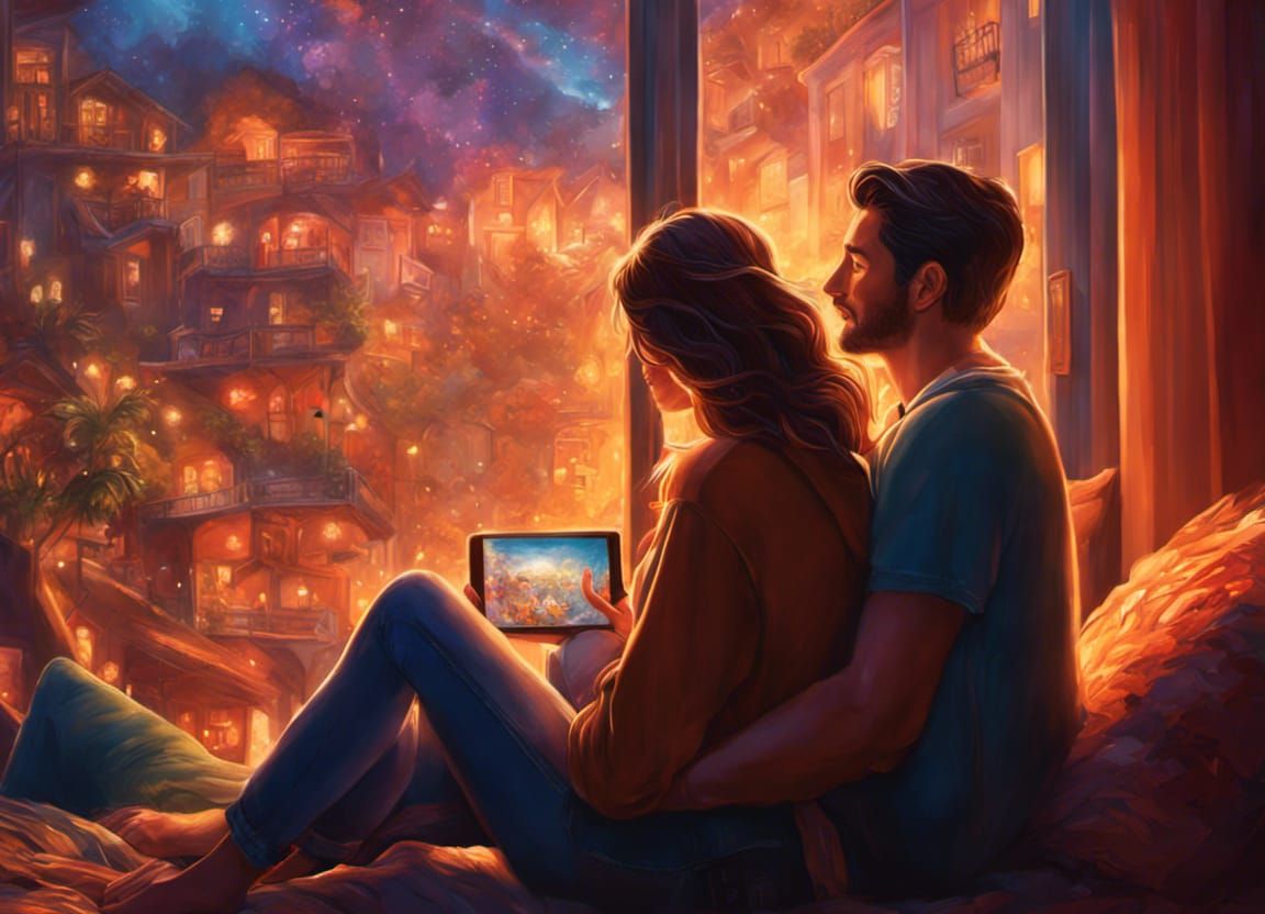 Cozy Couple Watching a Movie Together