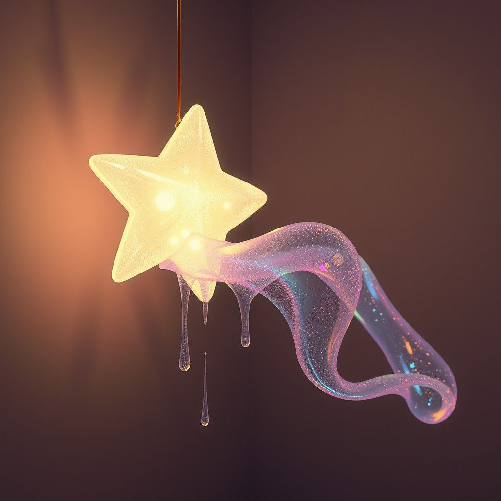 Luminescent Star Drips Rainbow Slime in Matte Room