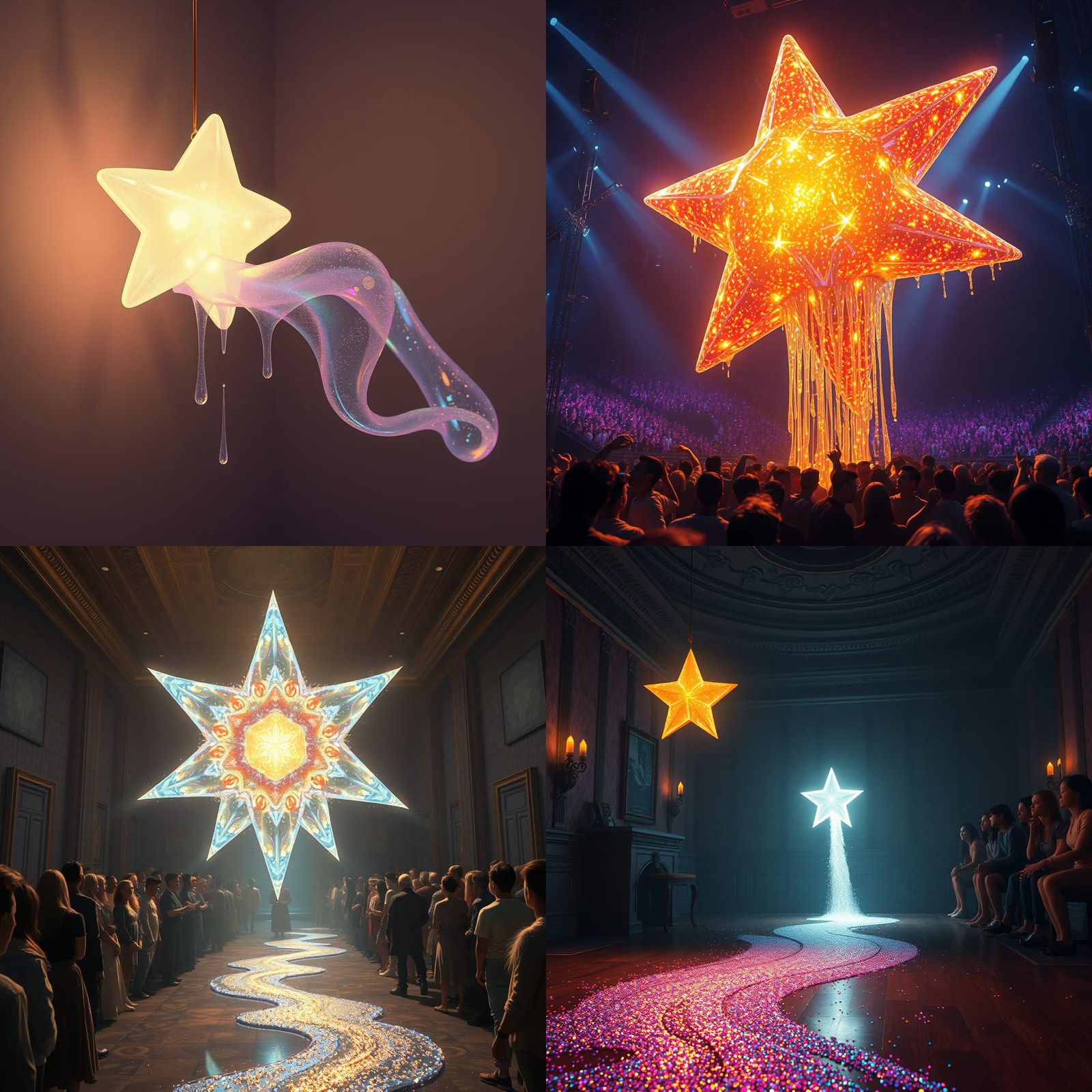 Floating Star Leaves Glittery Slime: Matte Painting