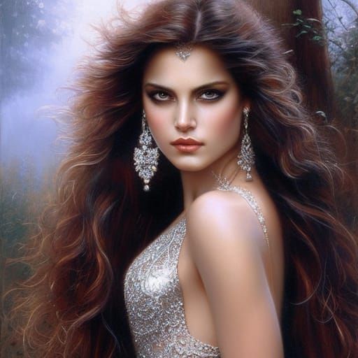 Silver Suit Girl: Detailed Portrait Masterpiece