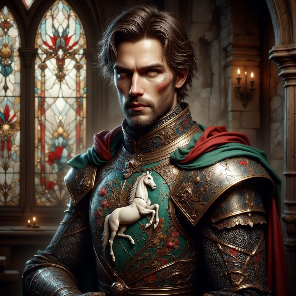 Noble Knight in Medieval Setting: Digital Painting