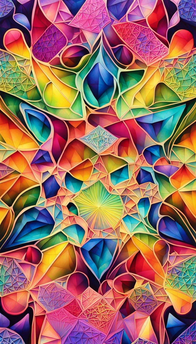 Zentangle Iridescent Masterpiece 
Extrapolate and Illustrate Four Distinct Different Images of several Complex Brilliant...