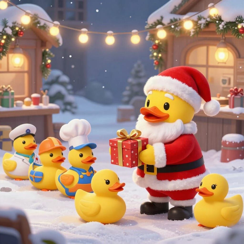 Santa Rubber Ducky Delivers Presents in Whimsical Workshop