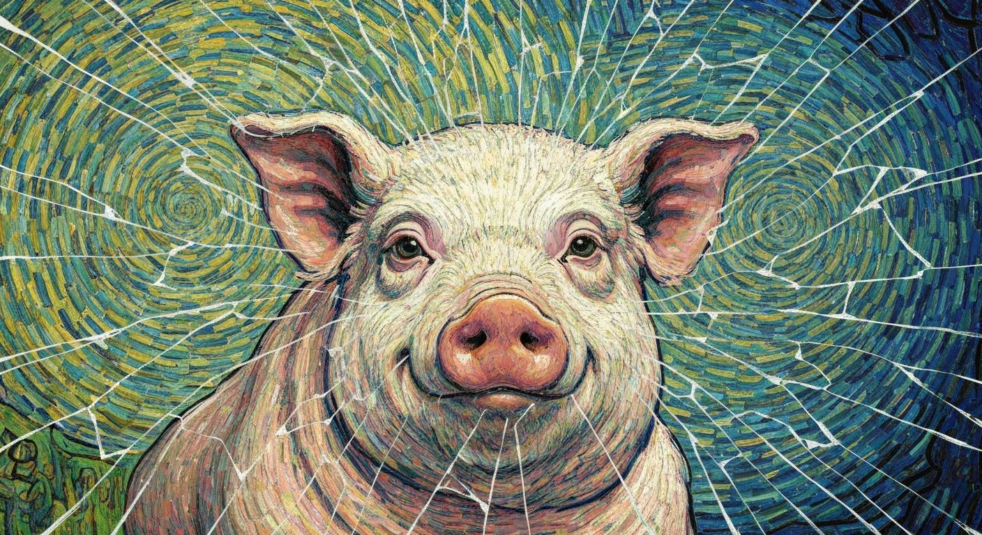 Van Gogh Inspired Pig Portrait with Swirling Background