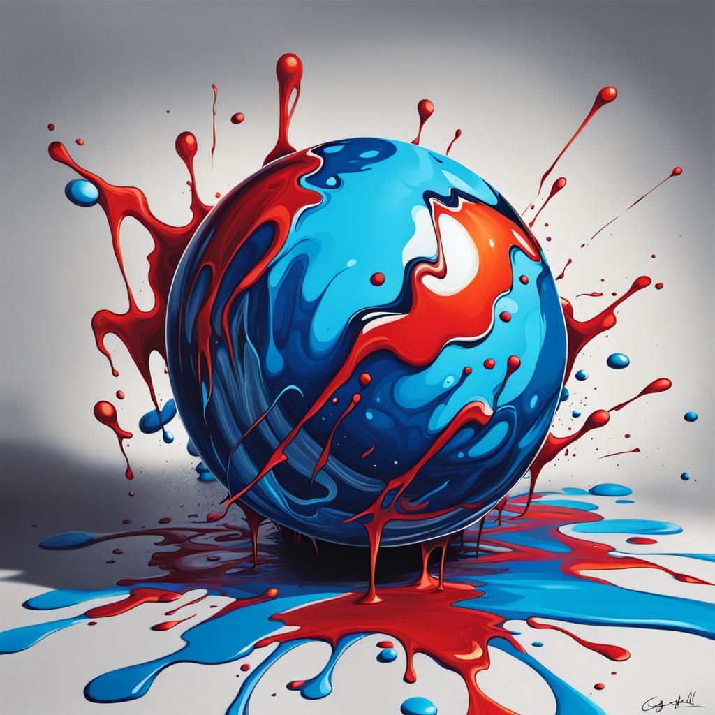 Blue Ball Graffiti Art in Street Style