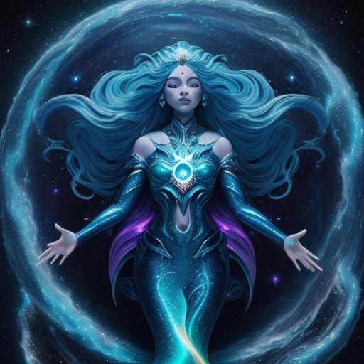 Space Mermaid Goddess Summons Cosmic Tide