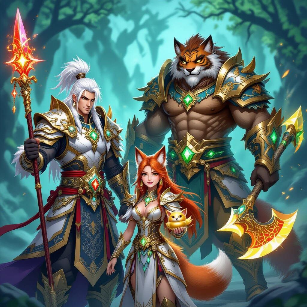 Epic Fantasy MMORPG Heroes in Mystical Ruins