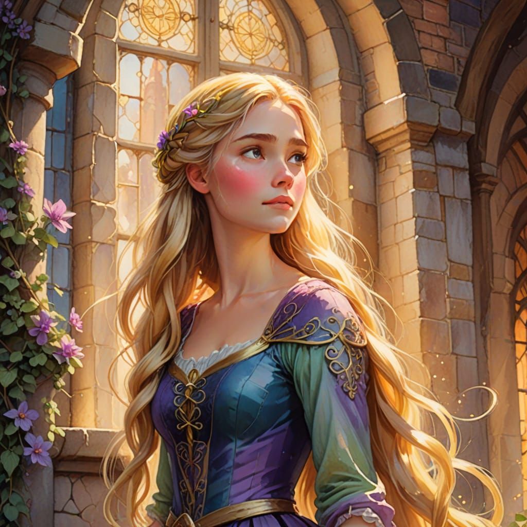 Whimsical Fairy Tale Princess in Tower