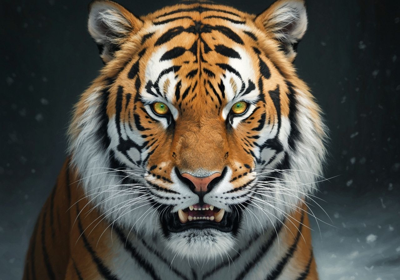 Intense Sabertooth Tiger with Fur in Fragonard Painting Styl...