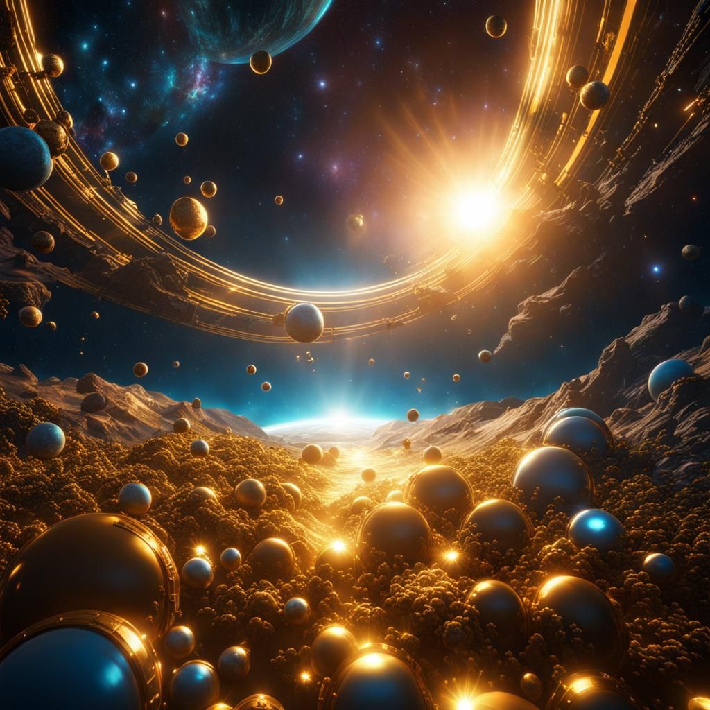 Hyperrealistic Outer Space Ecosystem in Maximalist Style