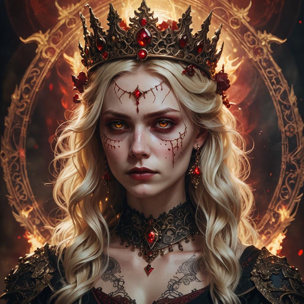 Fantasy Portrait of Woman with Tattoos in Gothic Style