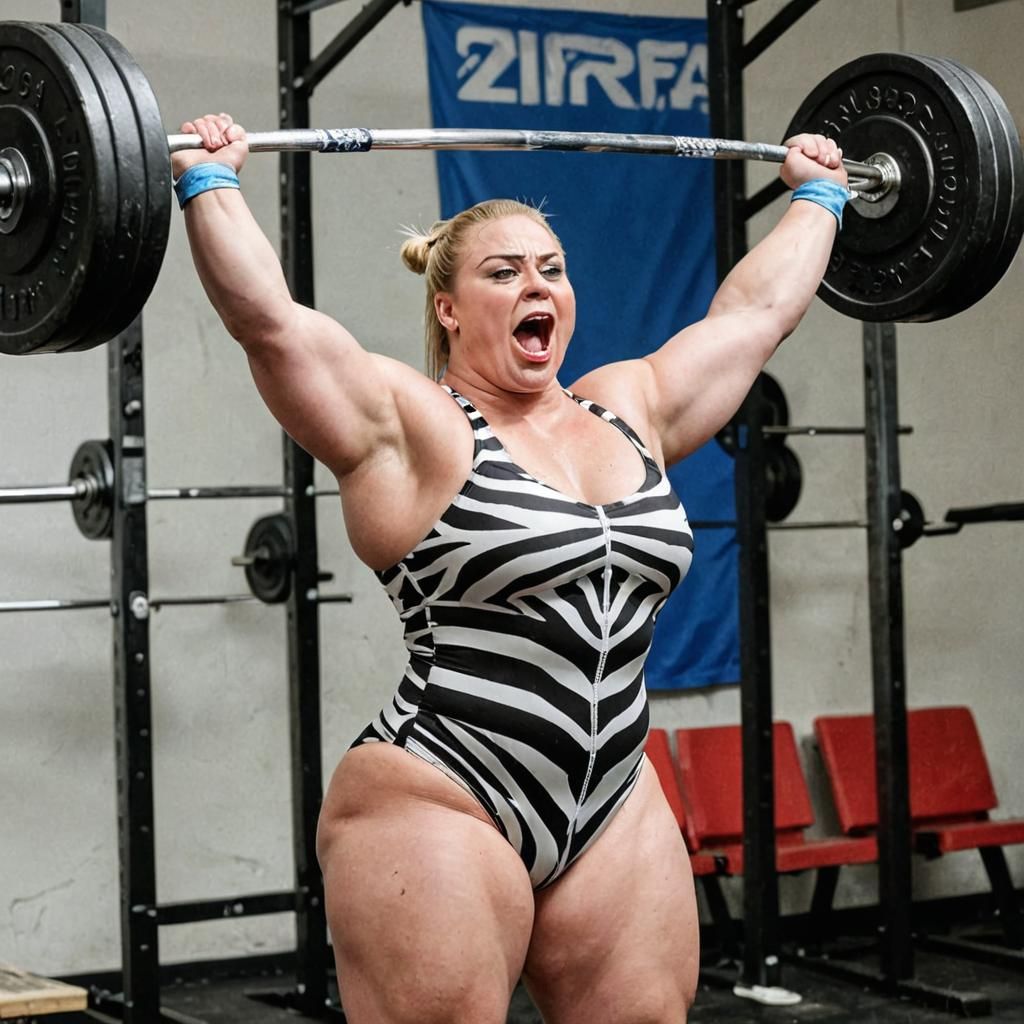 Strong Plus Size Russian Weightlifter Defies Pain in Zebra S...