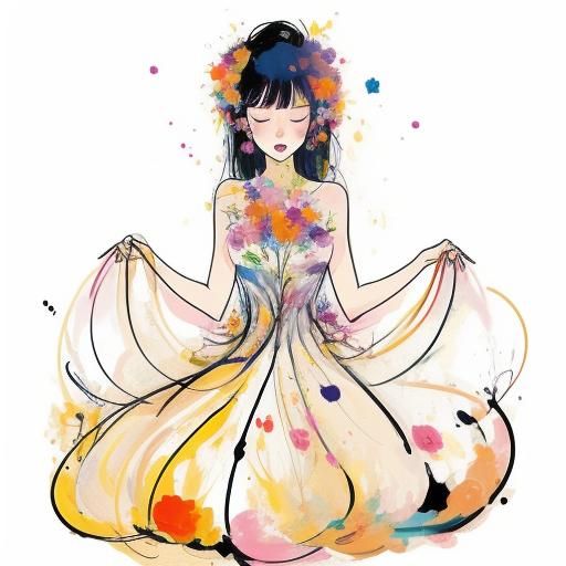 Abstract Expressionism Portrait with Swirling Patterns