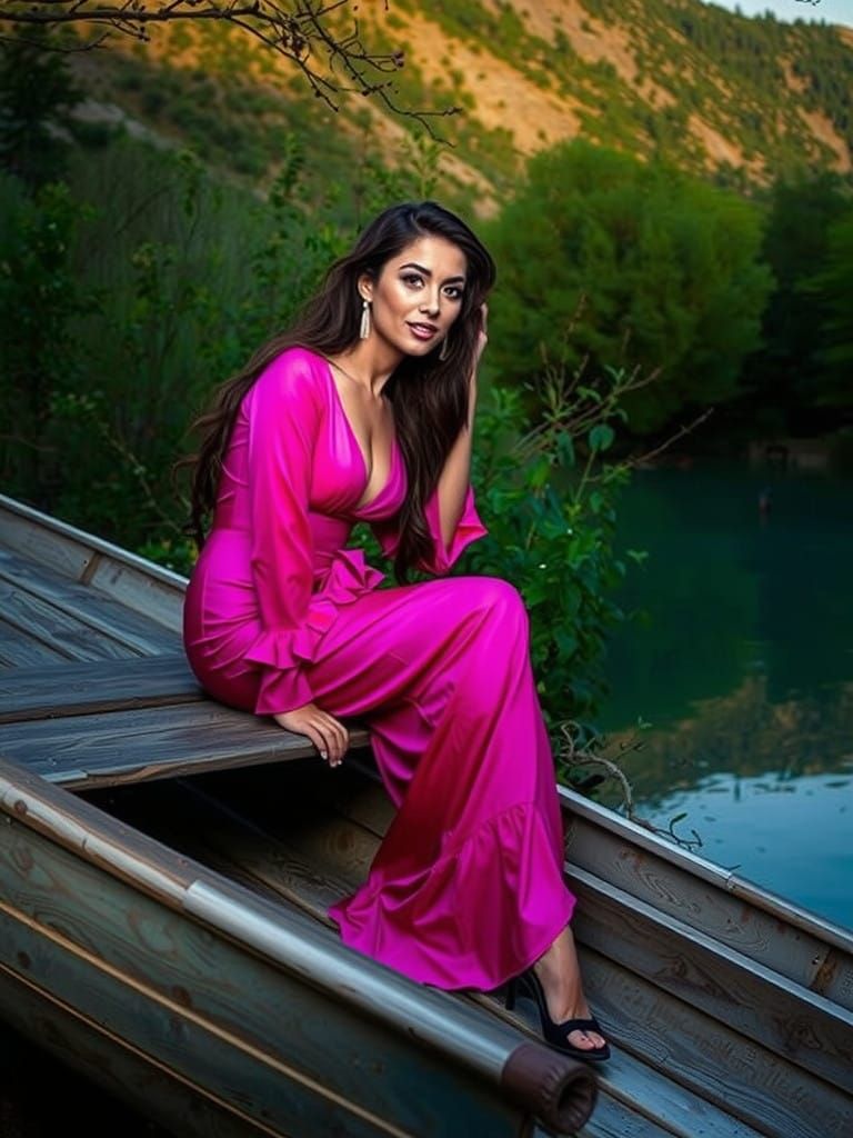 Sultry Goddess in Flaming Mini Dress Captivates with Breatht...