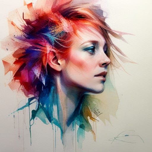 Ethereal Abstract Portrait in Watercolor Style