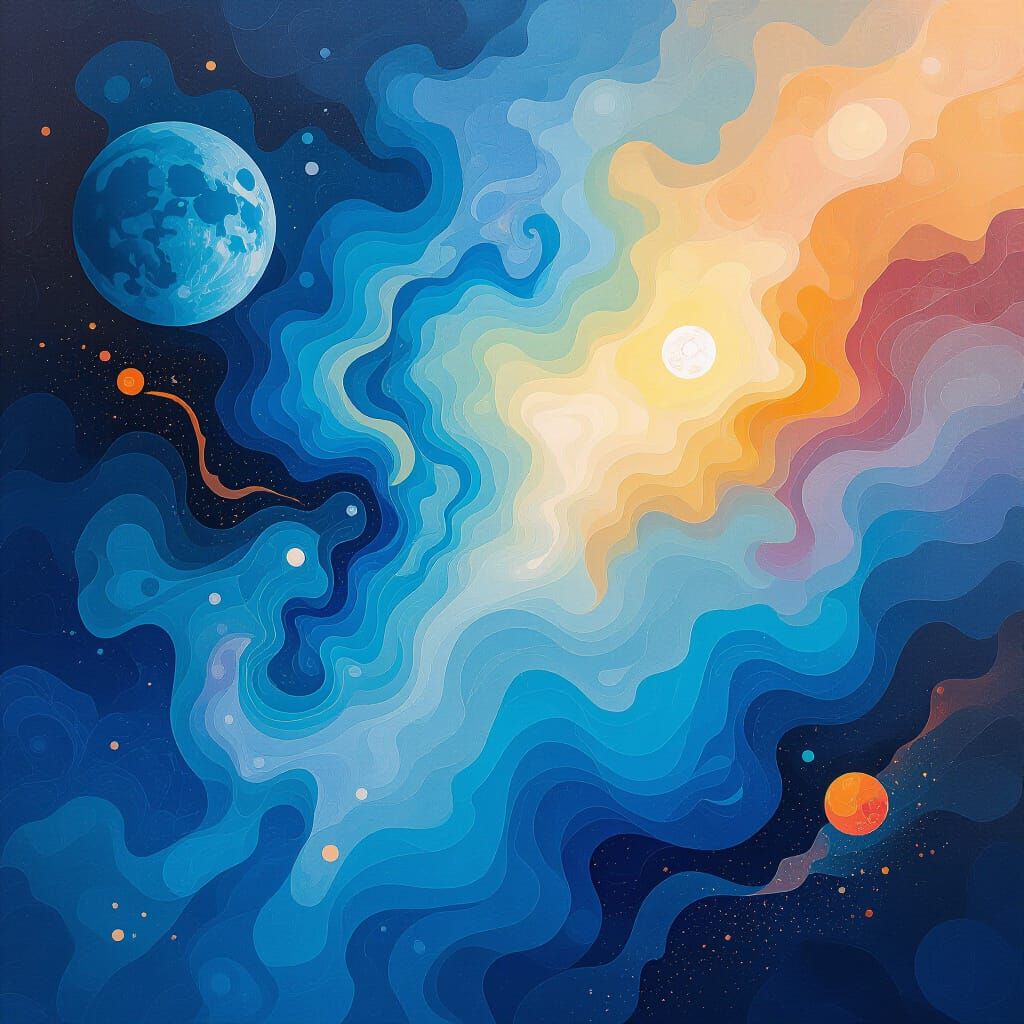 Abstract Modern Canvas Art with Blue Focal Color