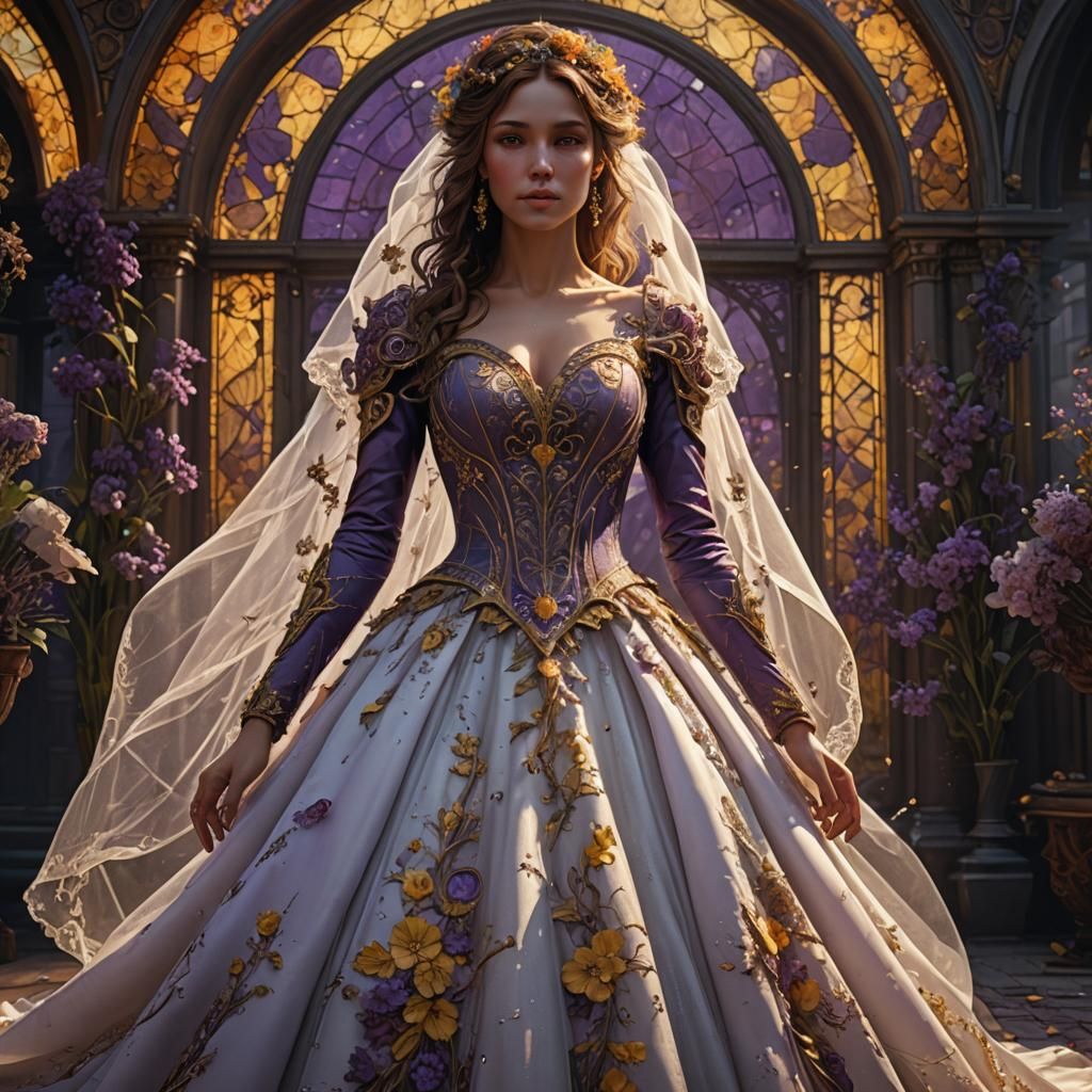 Dark Fantasy Bride in Detailed Gown, Trending Art