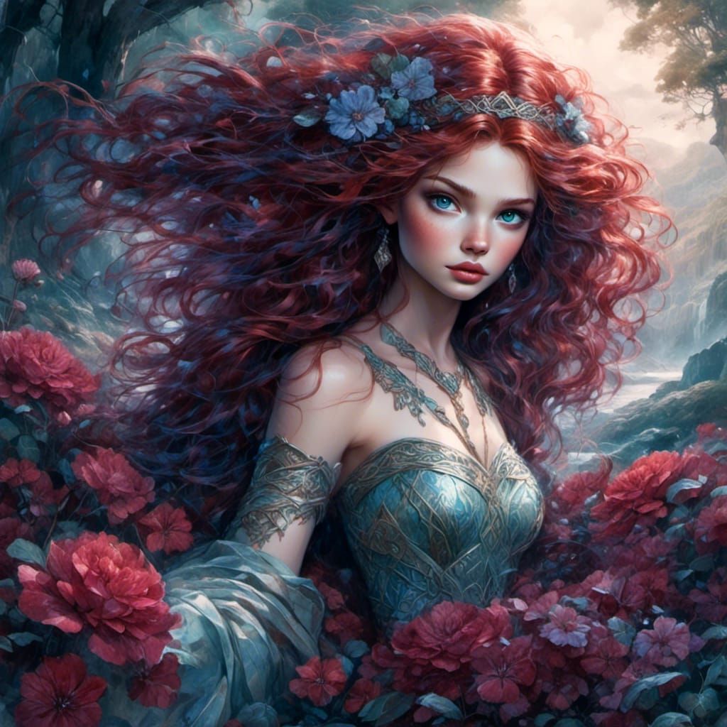 Celtic Woman Portrait in Illuminated Style