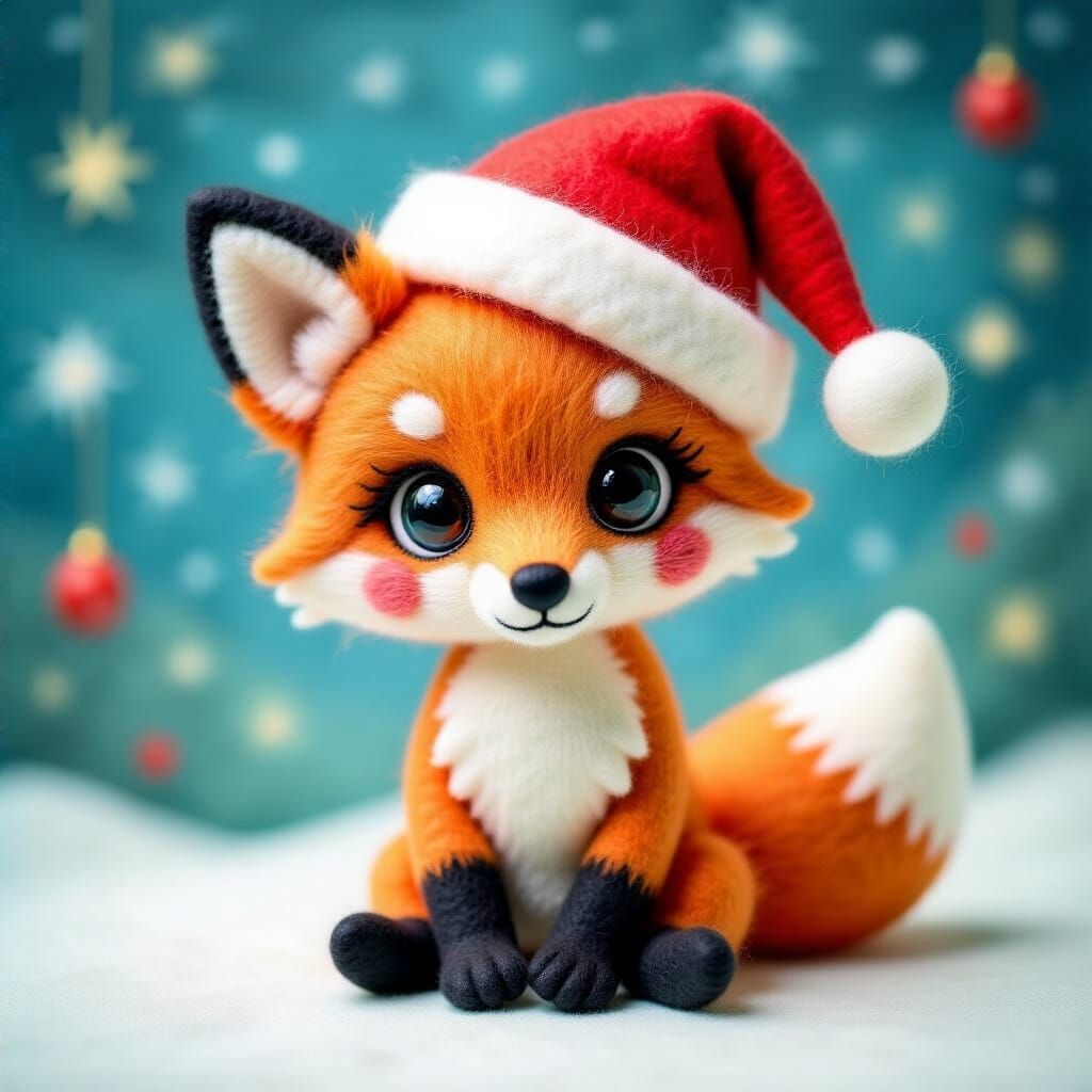 Chibi Felt Fox in Watercolor Style