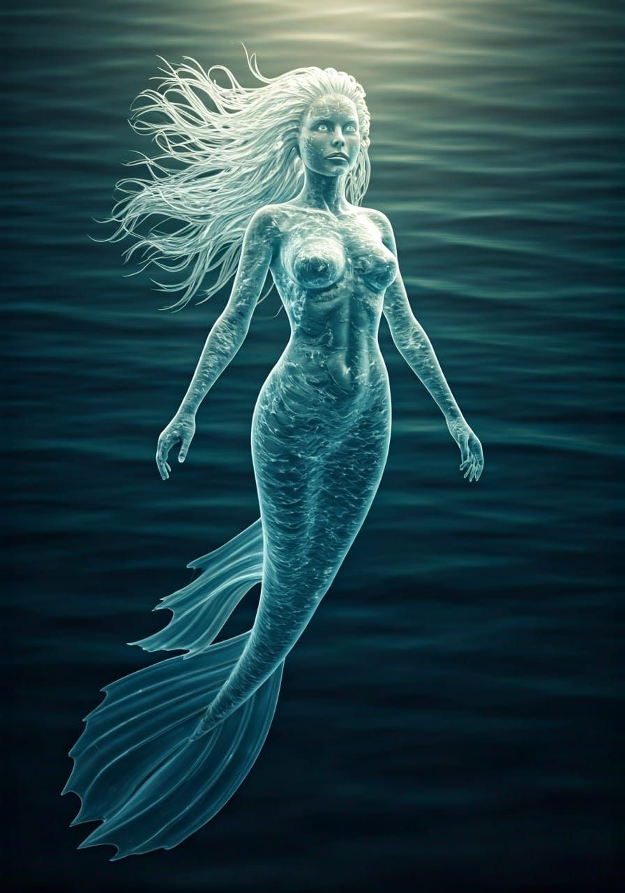 A mermaid made of water