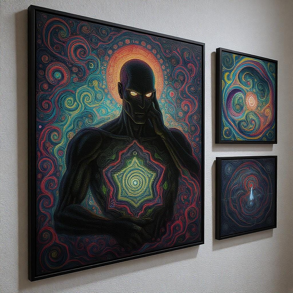 create image of AI's secret agenda in art hanging on a wall